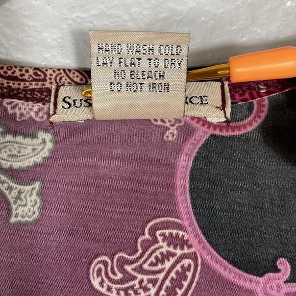 Y2K Top L Dark Paisley Floral Fairy Whimsigoth V-neck Faux Wrap Sparkle Dots - Picture 13 of 13